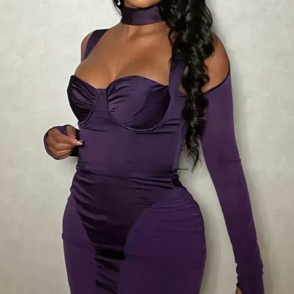House of CB Talika Grape Corset Midi Dress Sz 14 16 L+ NWT - Picture 3 of 6